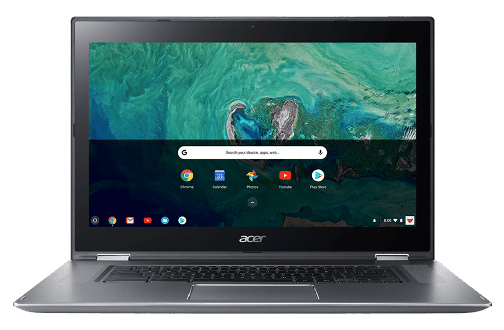 Acer Chromebook with default Google apps on screen

